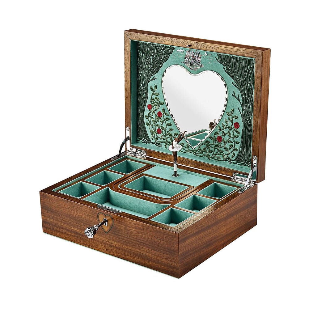 WOLF Ballet Sleeping Beauty Walnut Wood Musical Jewellery Box