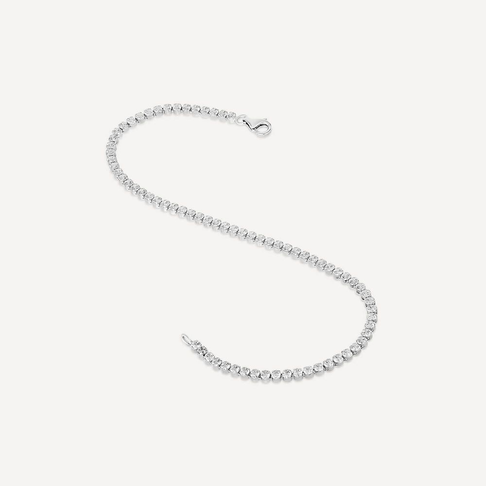 Silver Cubic Zirconia Claw Set Tennis Bracelet image number 3