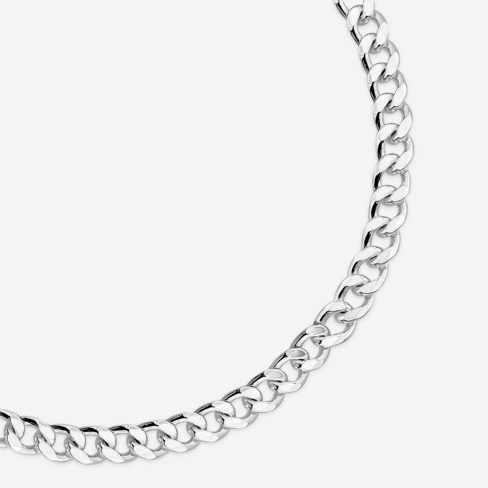 Sterling Silver Diamond Cut Curb Mens Bracelet image number 1