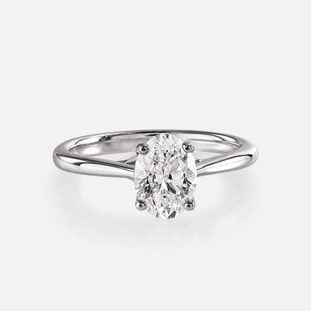 Floral Platinum 1.00ct Oval Diamond Solitaire Ring