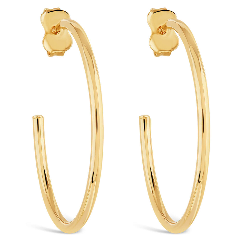 9ct Yellow Gold 25mm Plain Hoop Earrings image number 0