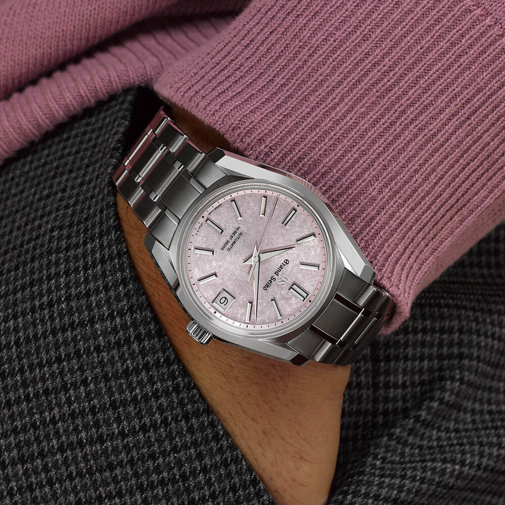 Grand Seiko 'Sakura-Kakushi' 62GS Hi-Beat 38mm Pink Dial Bracelet Watch image number 7