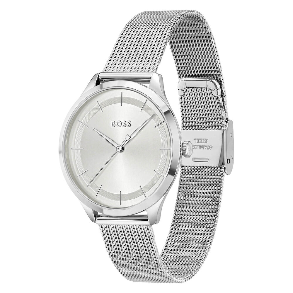 BOSS Pura 36mm Quartz Silver Dial Steel Case Mesh Bracelet Watch image number 1