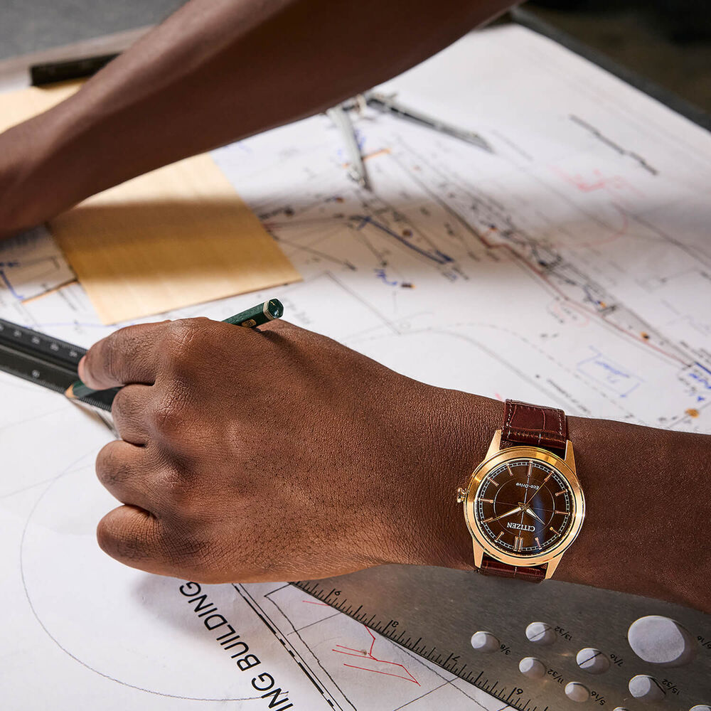 Citizen Rolan 41mm Brown Dial & Brown Leather Strap Watch