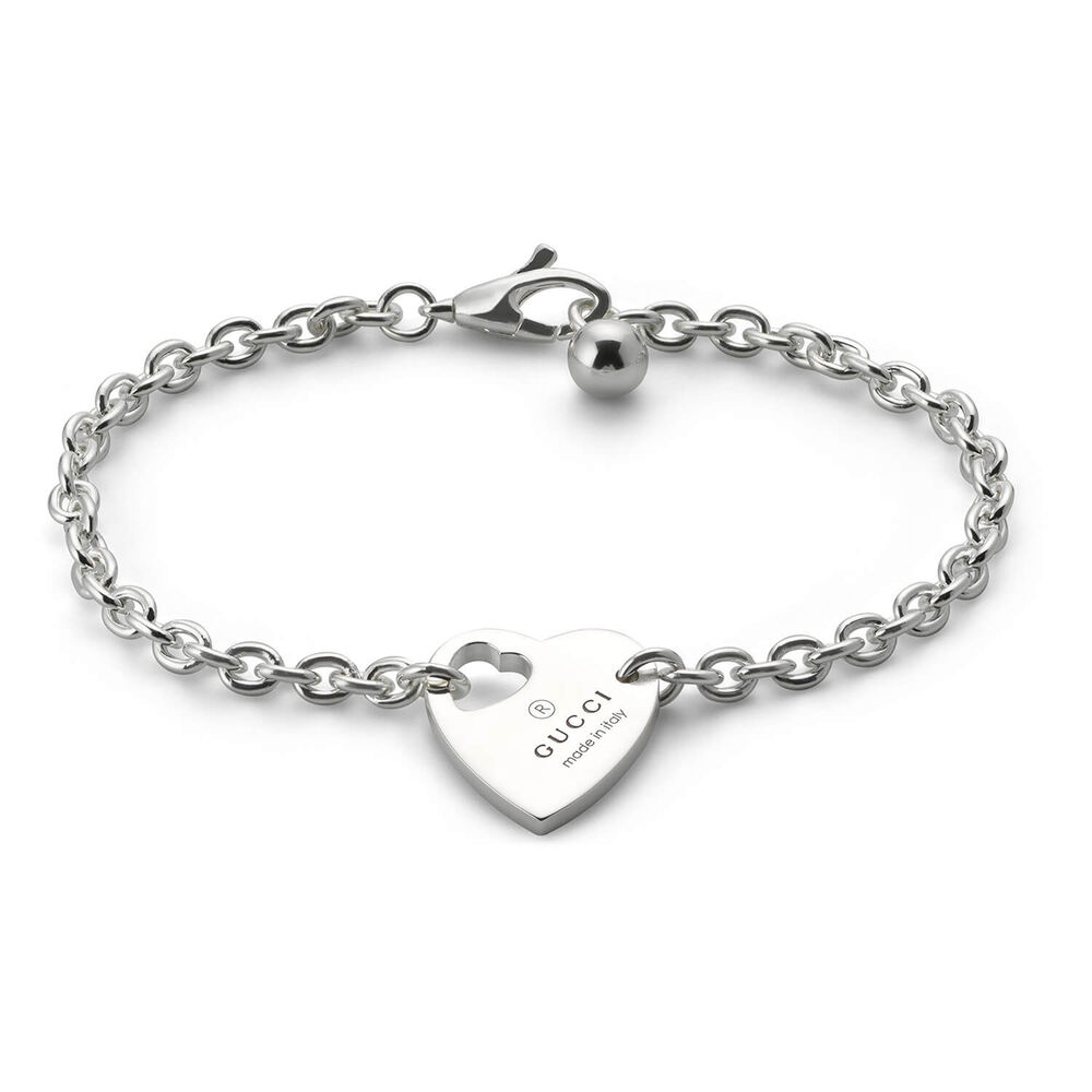 Gucci Trademark Heart Pendant Chain Bracelet (Size M, 6.7")
