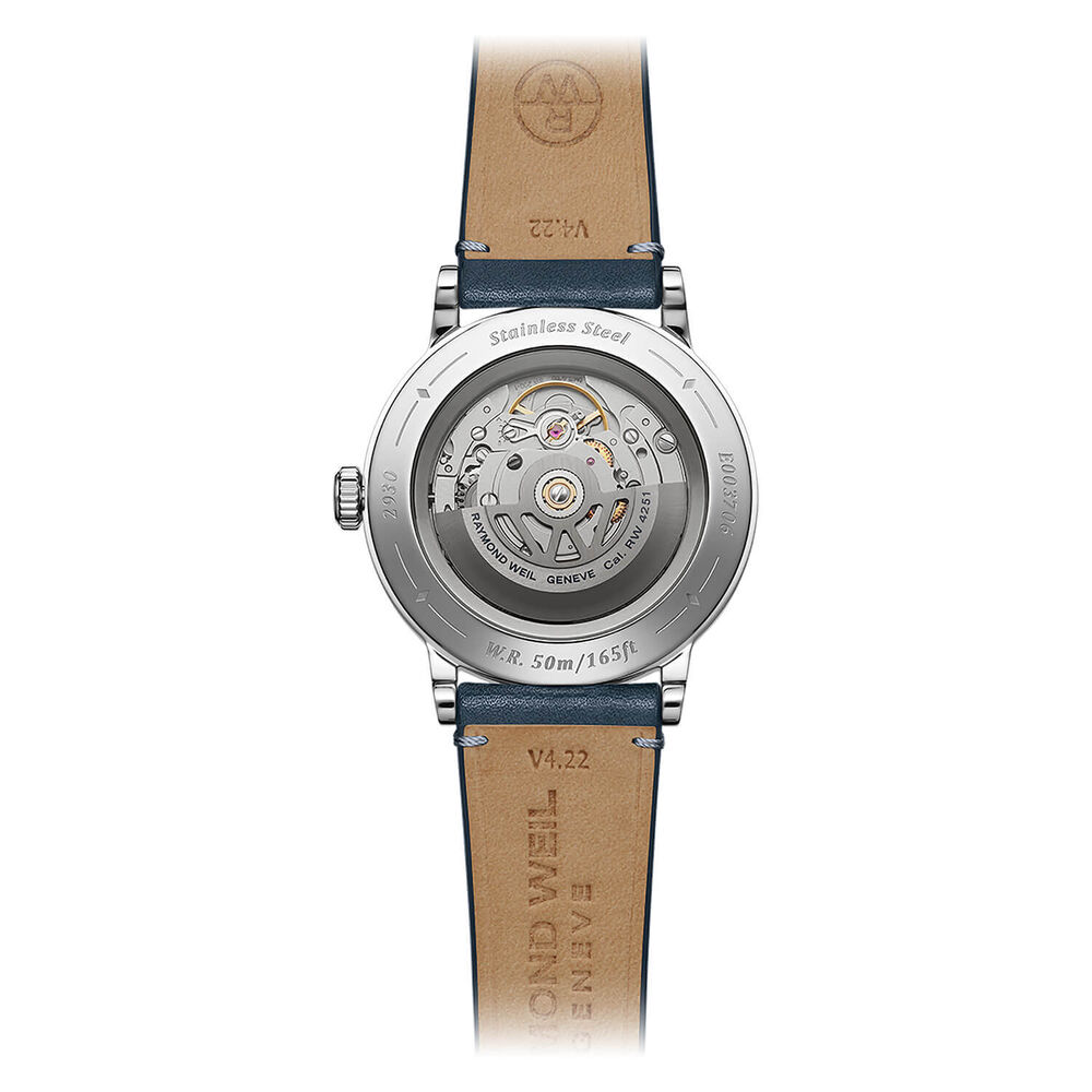 Raymond Weil Millesime 39.5mm Denim Blue Dial Leather Strap Watch image number 2