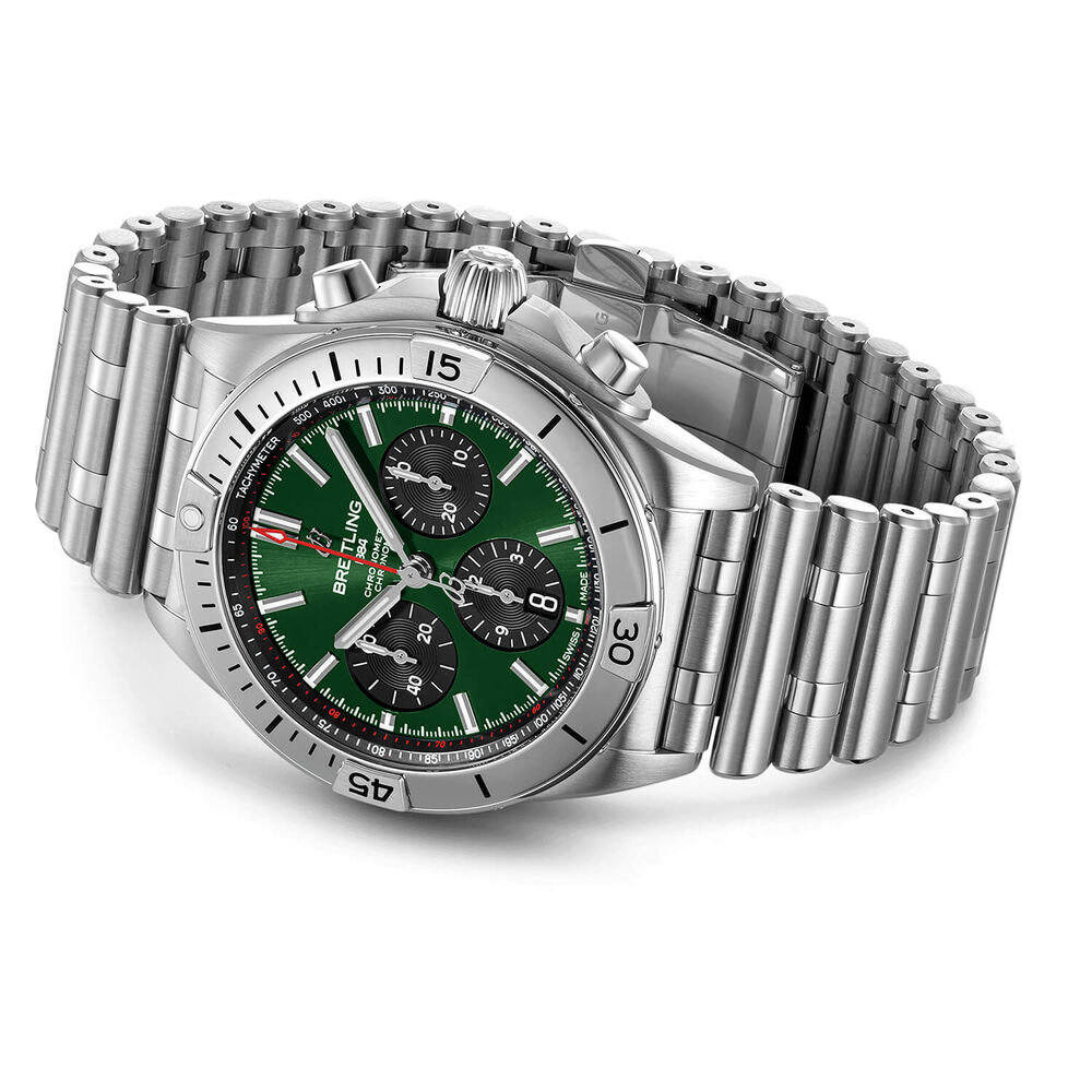 Breitling Chronomat BO1 42mm Green Dial Steel Case Bracelet Watch image number 2
