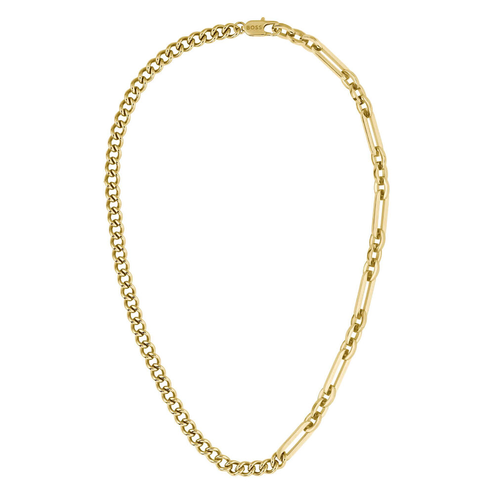 Gents BOSS Mattini Light Yellow Gold IP Necklace