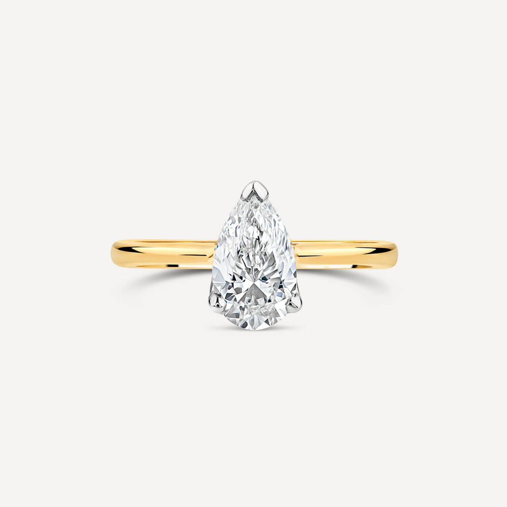 Born 18ct Yellow Gold Lab Grown 1.50ct Pear Diamond Ring image number 1