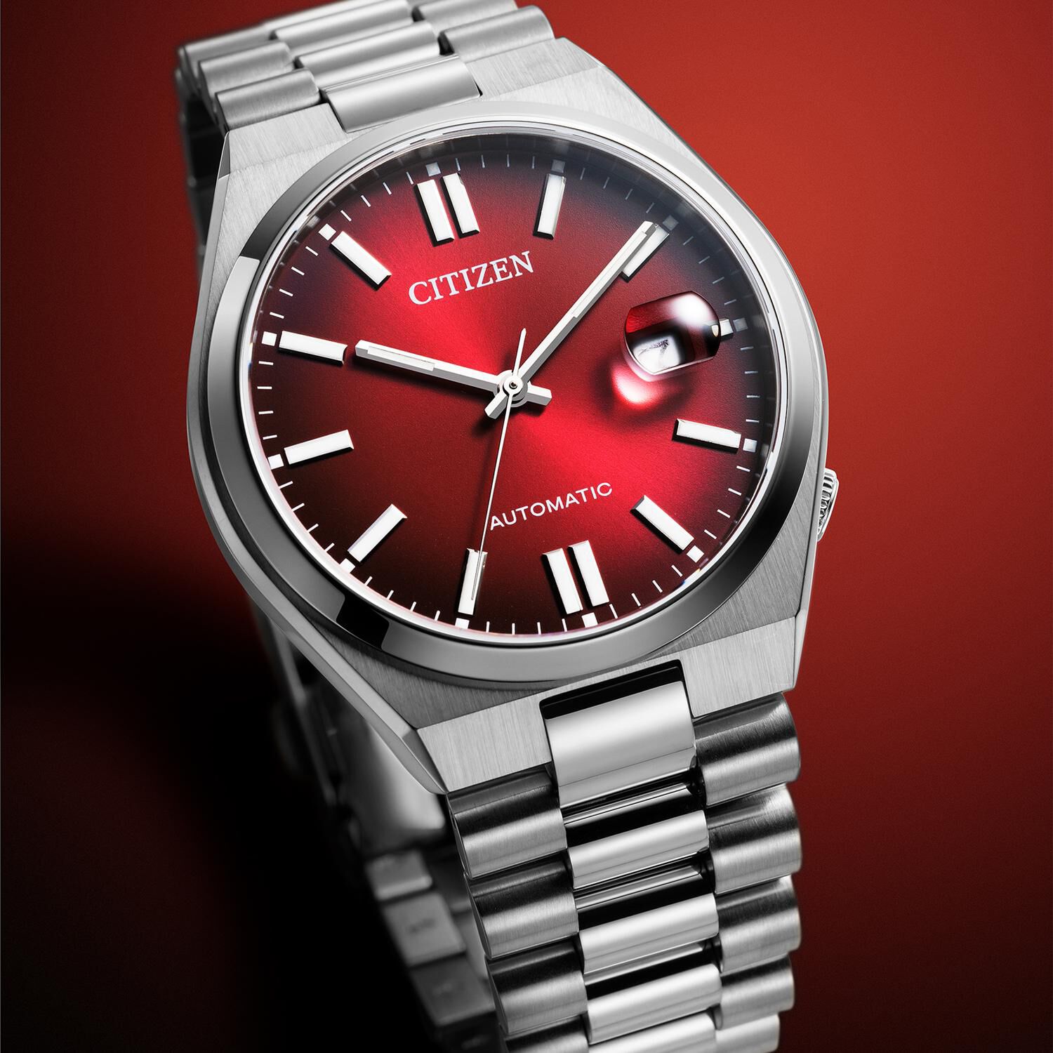 Citizen Tsuyosa 40mm Red Dial Steel Case Bracelet Watch