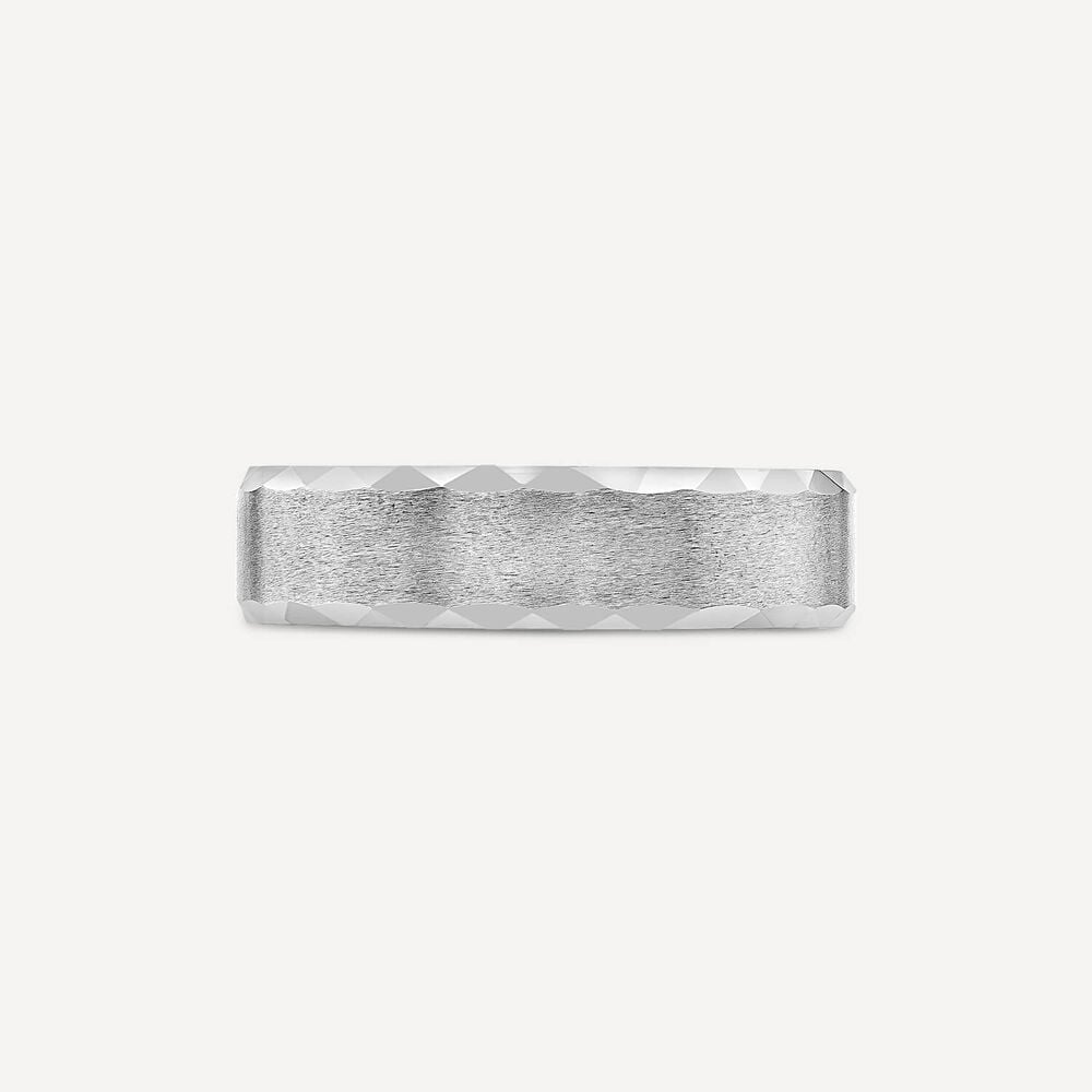 Tungsten Matte Diamond Cut Edge 6mm Men's Ring