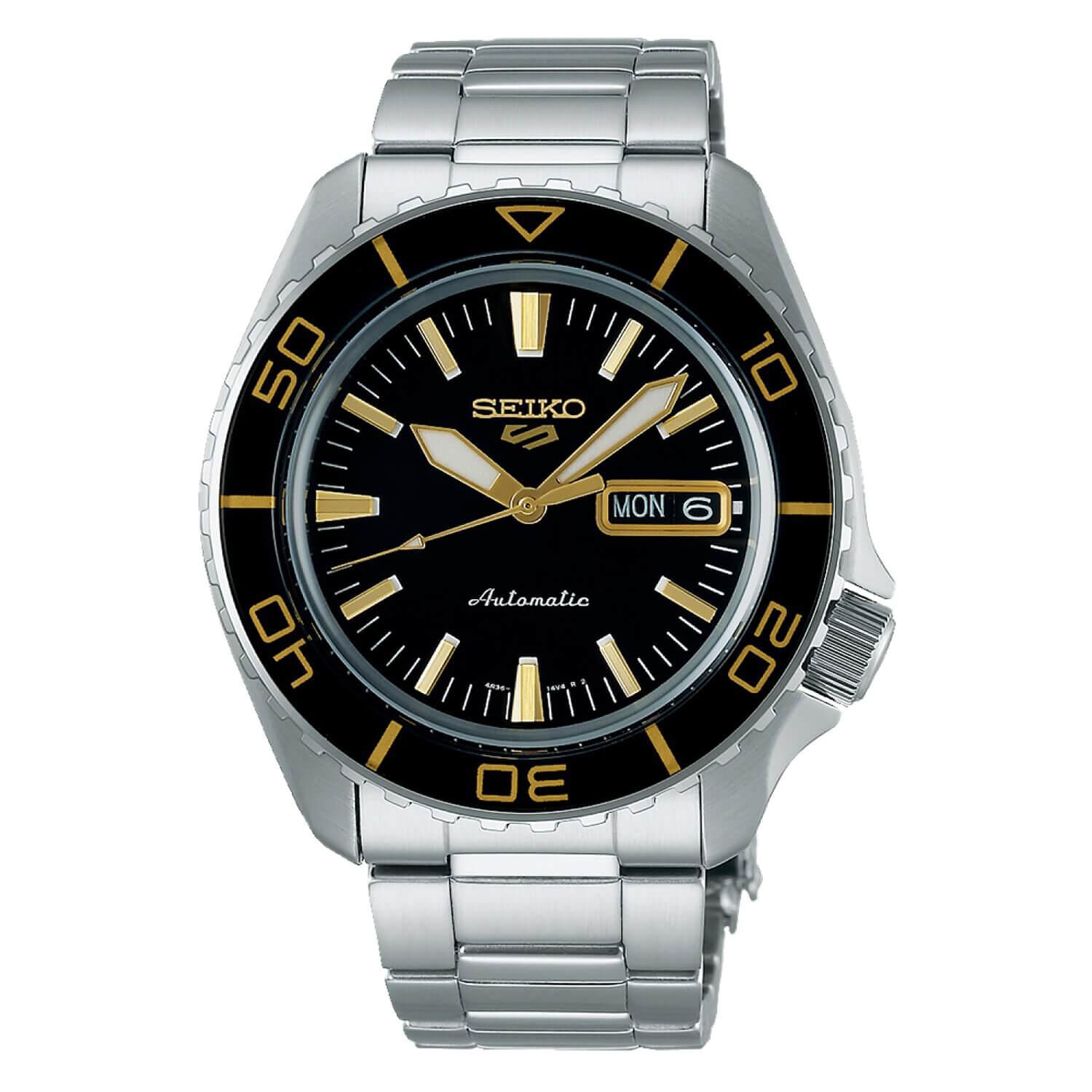 Seiko 5 Sports SKX-SNZH5 Blacktone Redux 42mm Black Dial Steel Bracelet  Watch
