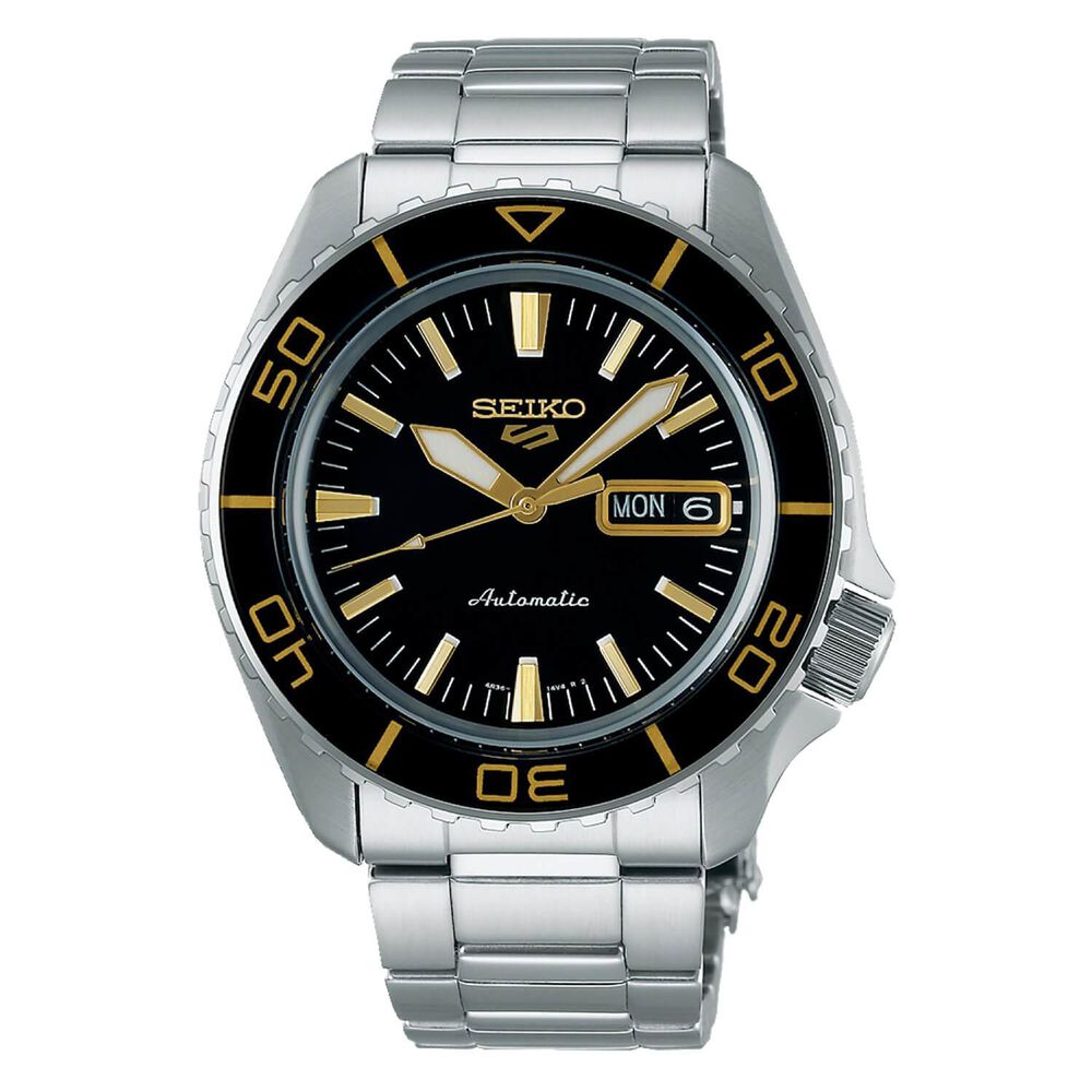 Seiko 5 Sports SKX-SNZH5 Blacktone Redux 42mm Black Dial Steel Bracelet Watch