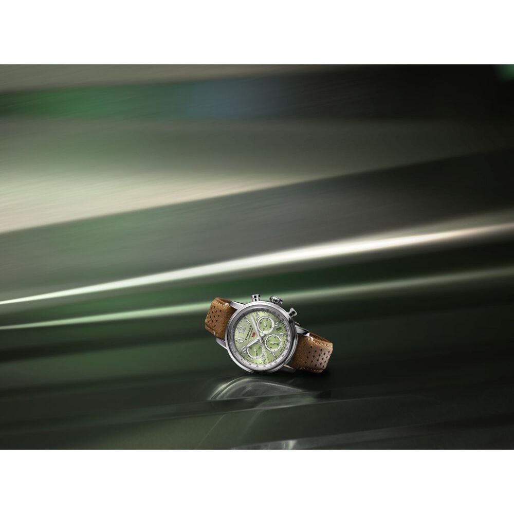 Chopard Mille Miglia 40.5mm Lime Chronograph Dial Tan Leather Strap Watch image number 6