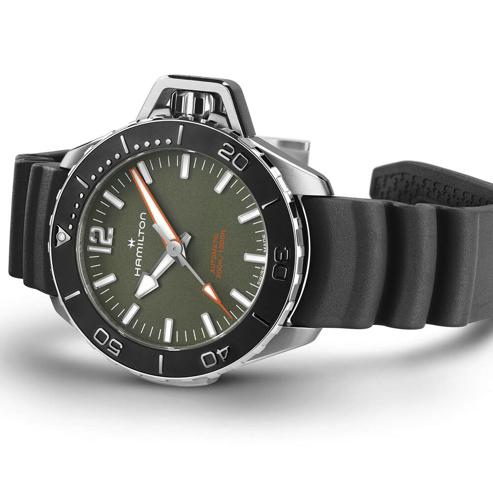 Hamilton Khaki Navy "Frogman" 41mm Green Dial Rubber Strap Watch image number 2