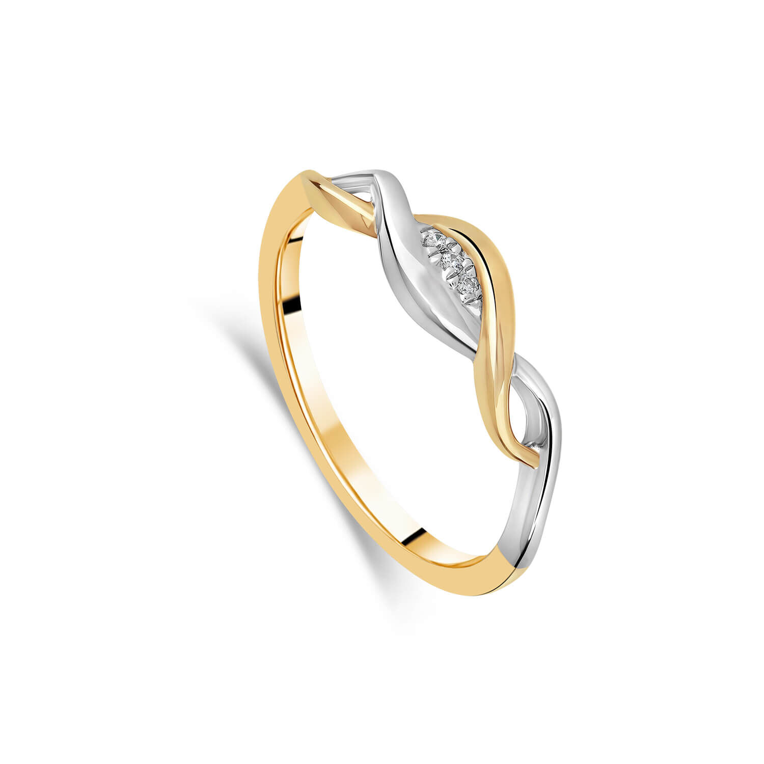 Ladies 9ct Yellow White Gold Twist Infinity Diamonds Ring