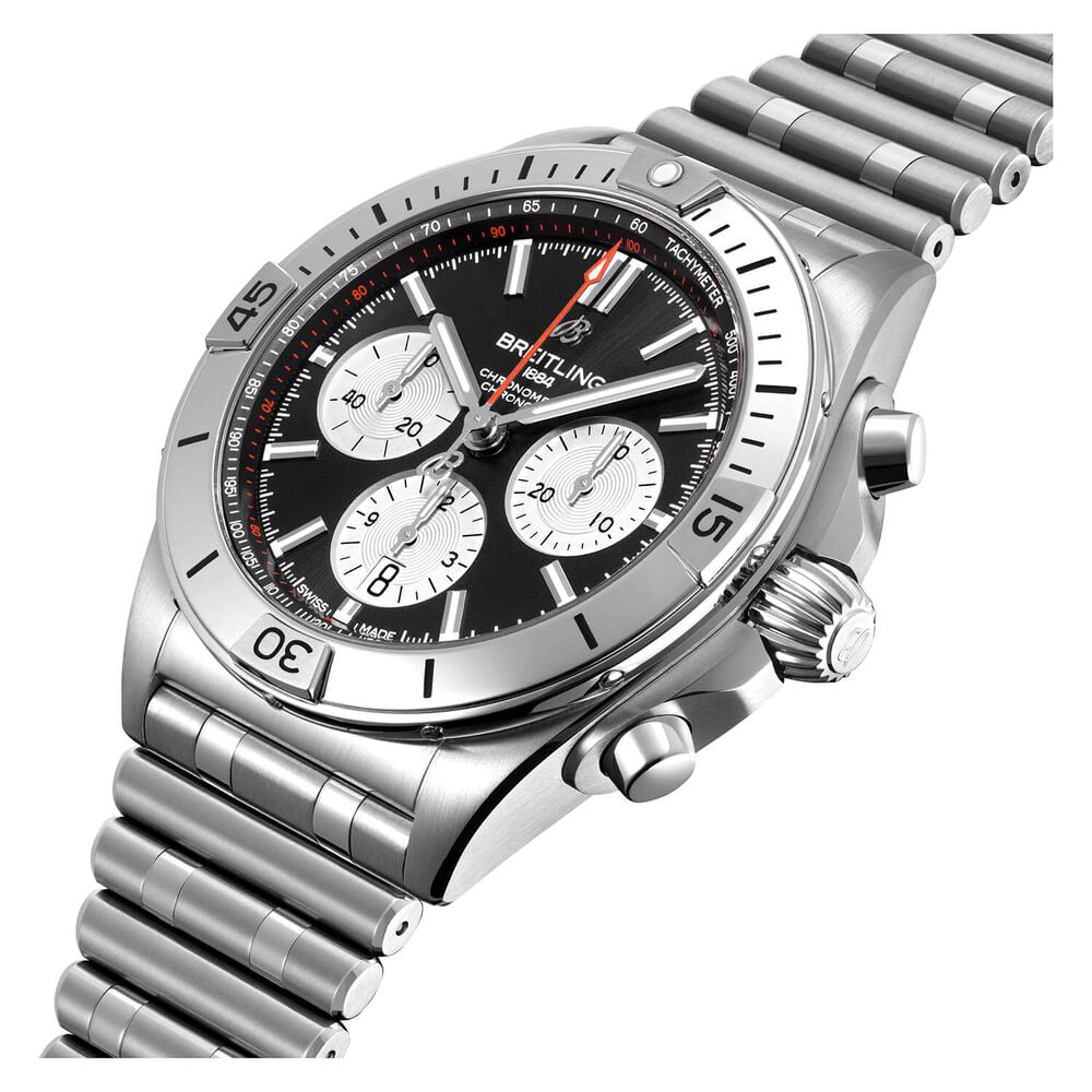 Breitling Chronomat 42mm Mens Black Dial Steel Bracelet Watch image number 1