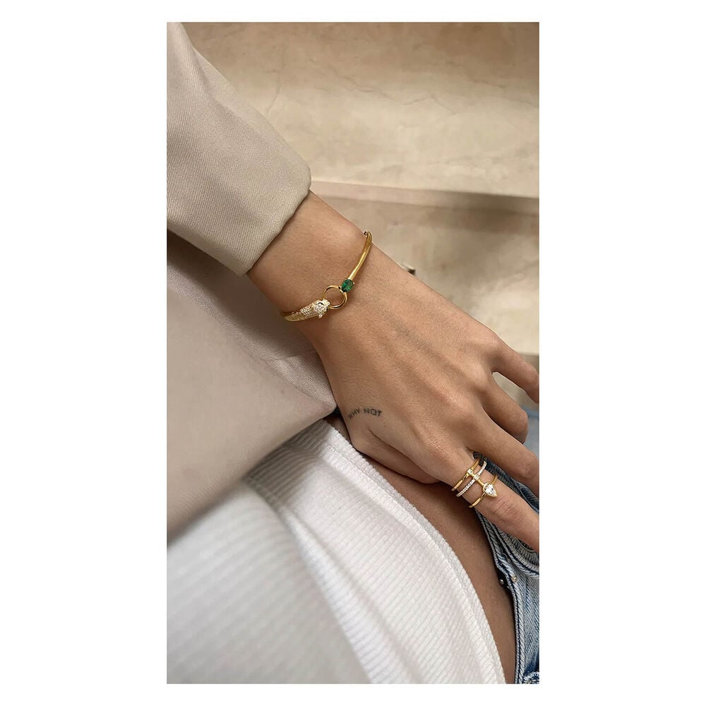 CARAT* London Maumau Yellow Gold Vermeil Cat Head Adjustable Bracelet image number 2