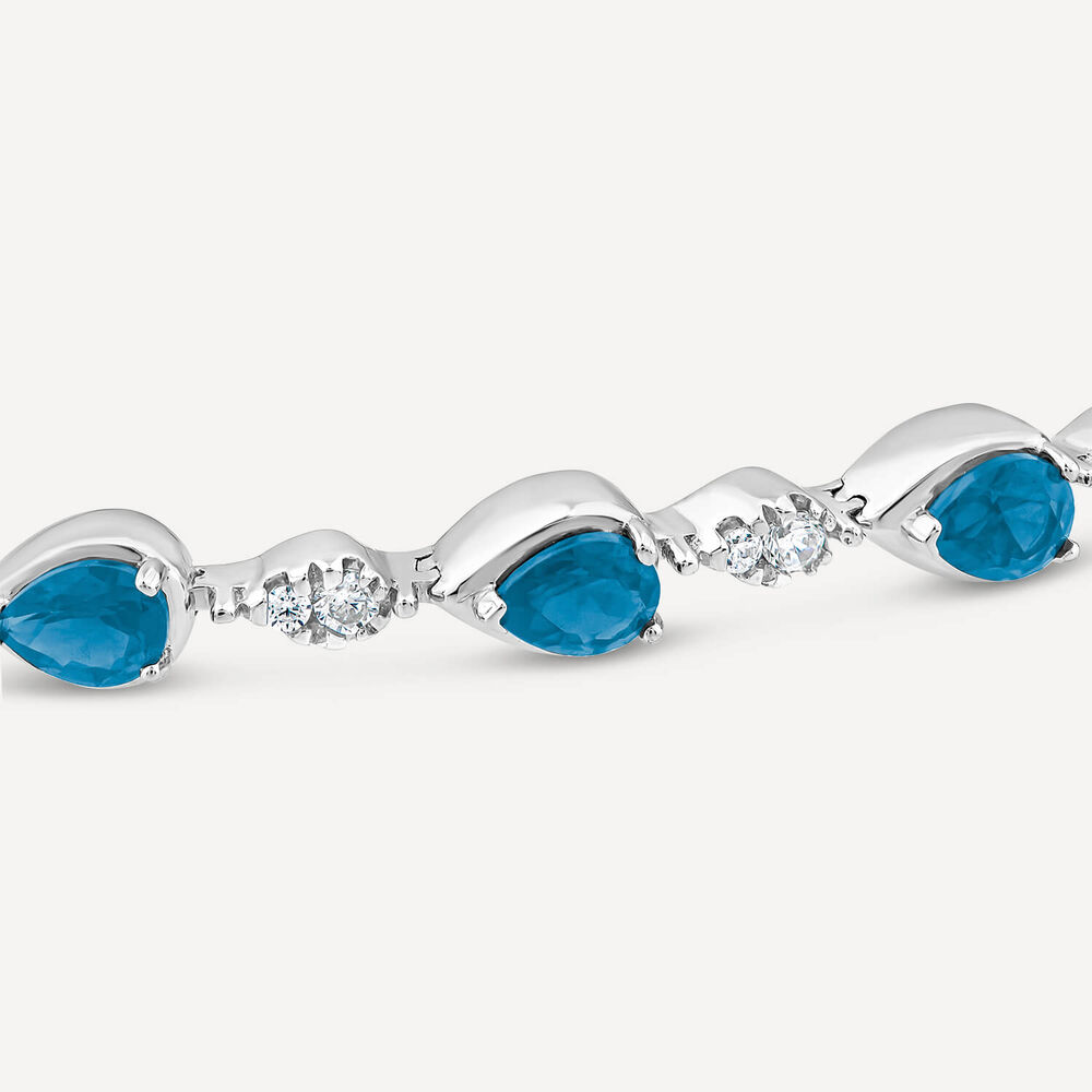 9ct White Gold Pear Sapphire & 0.33ct Diamond Bracelet image number 3