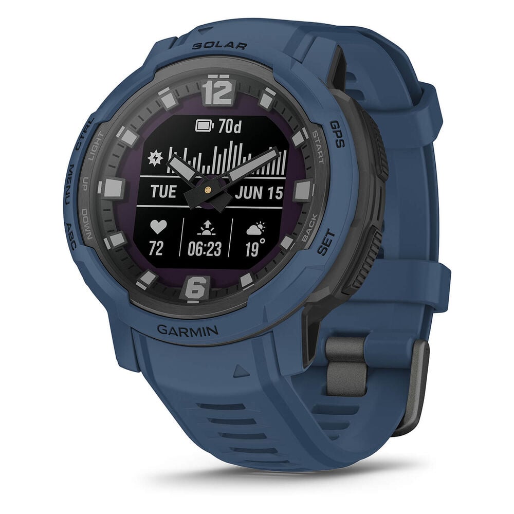 Garmin Instinct Crossover Solar Tidal Blue 45mm Blue Silicone Strap Watch