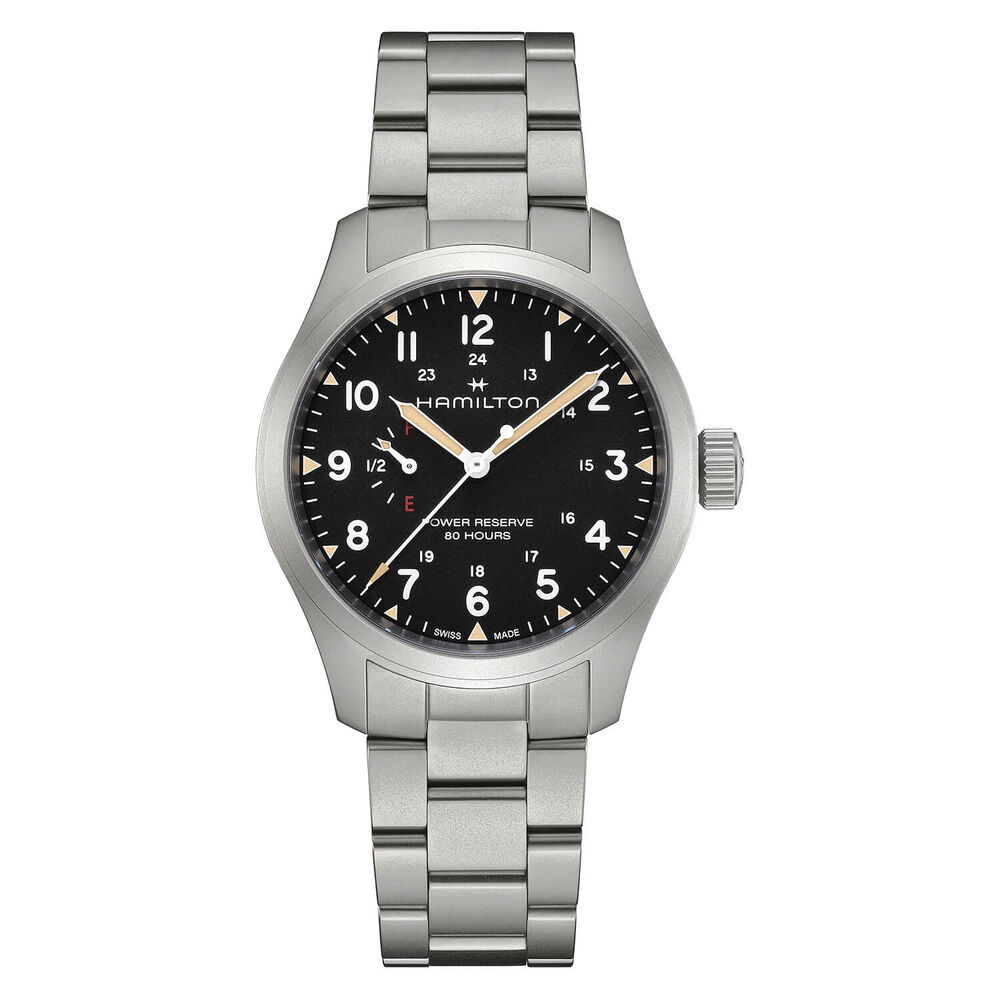 Hamilton Khaki Field Mechanical 40mm Black Dial Steel Bracelet Watch image number 0