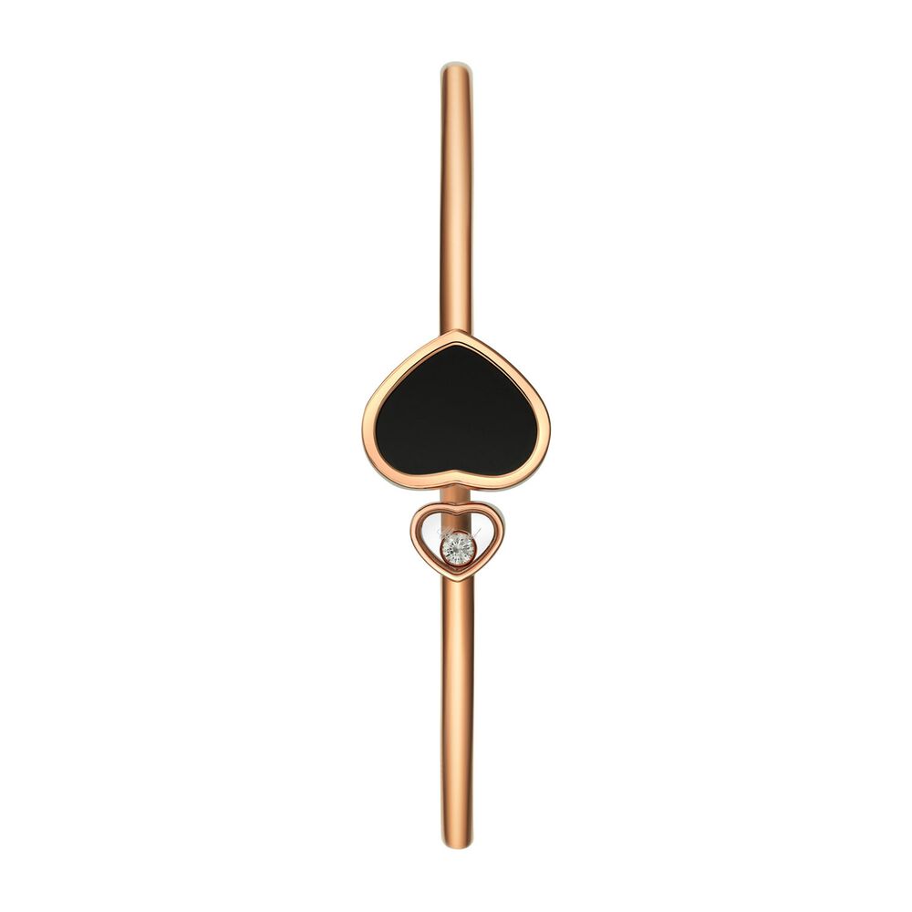 Chopard 18ct Rose Gold Black Happy Heart Diamond Bangle