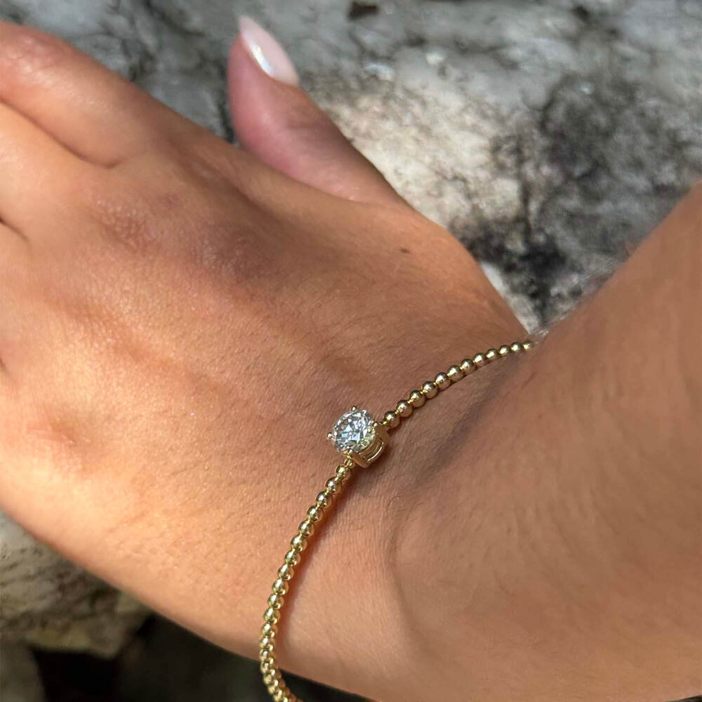Born Granules 9ct Yellow Gold Lab Grown 1.00ct Round Diamond Beaded Bangle