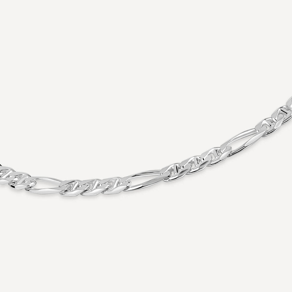 Sterling Silver Figaro 22' Mens Chain Necklace image number 3