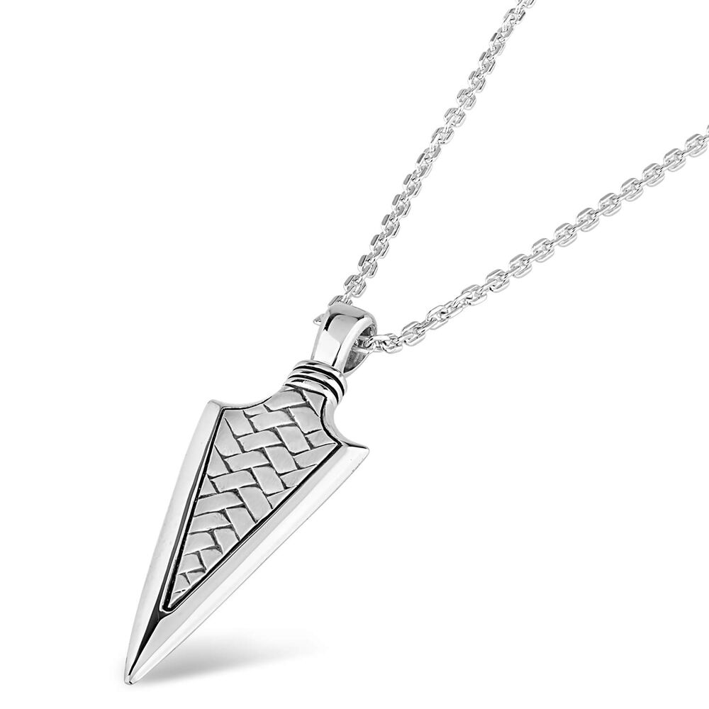 Gents Silver Oxidized Pattern Dagger Pendant