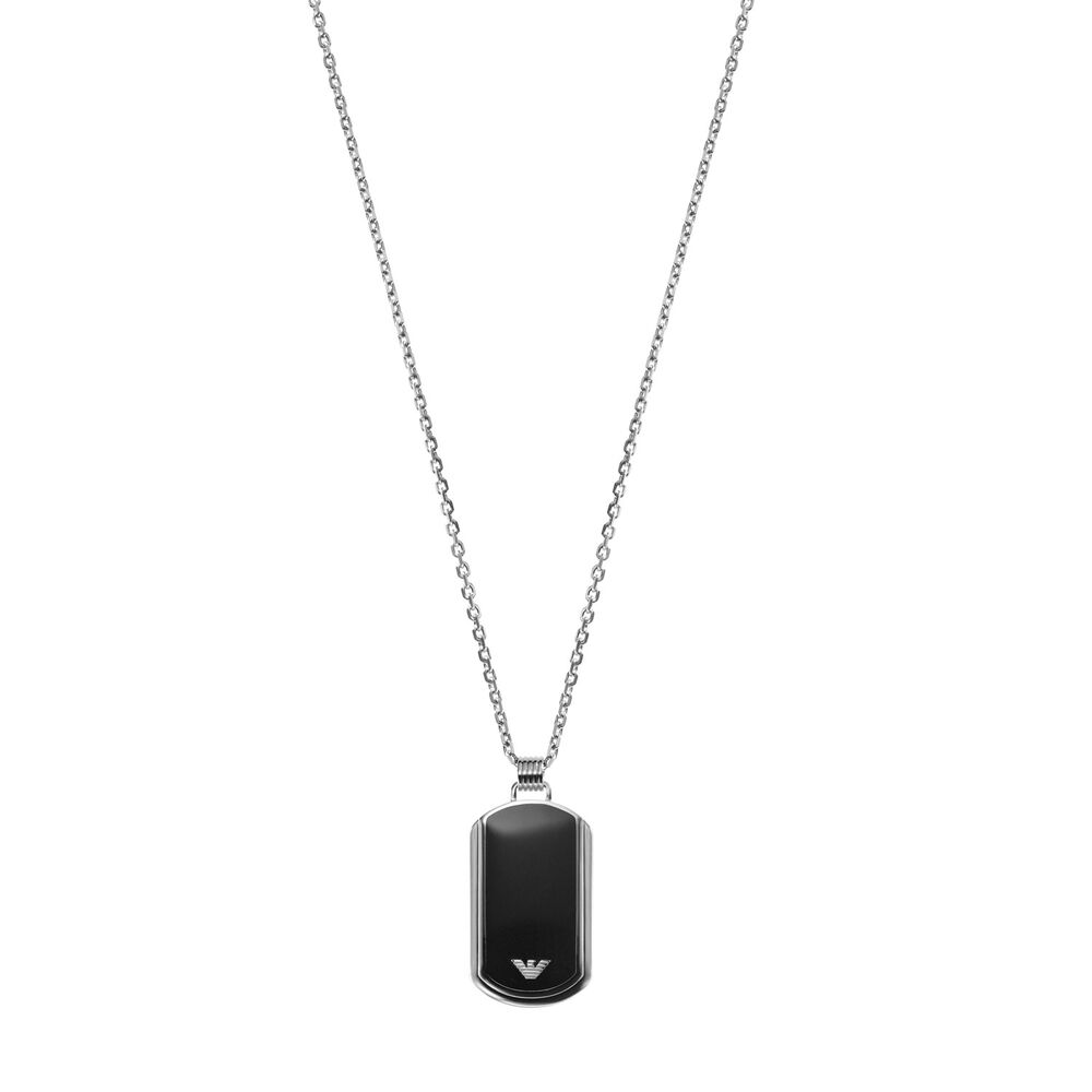 Emporio Armani Gents Stainless Steel Black Dogtag Necklace image number 0