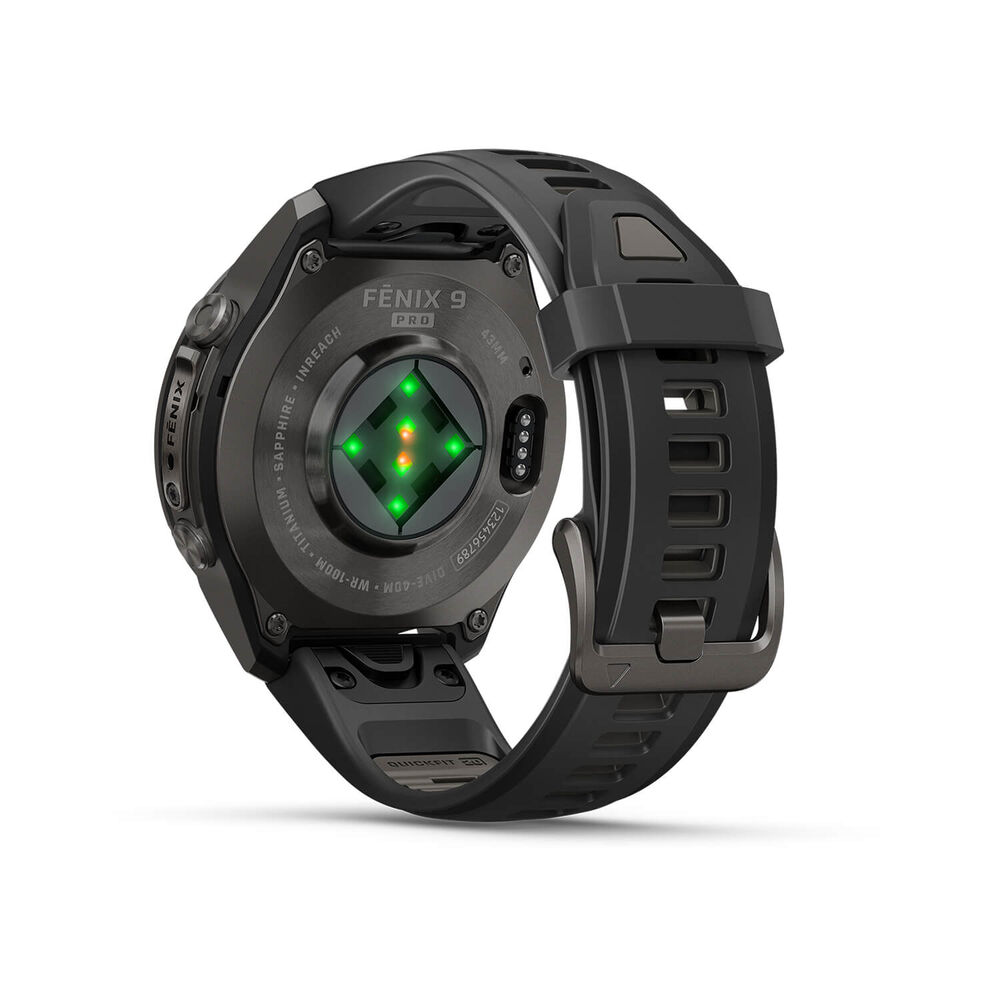 Garmin fenix 9 Pro 43mm Carbon Gray DLC Titanium Black/Pebble Grey Silicone Strap Watch