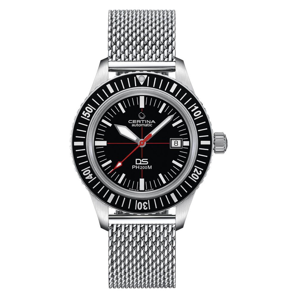 Certina Heritage DS Ph200M Powermatic 80 Black Mesh Strap Steel Watch