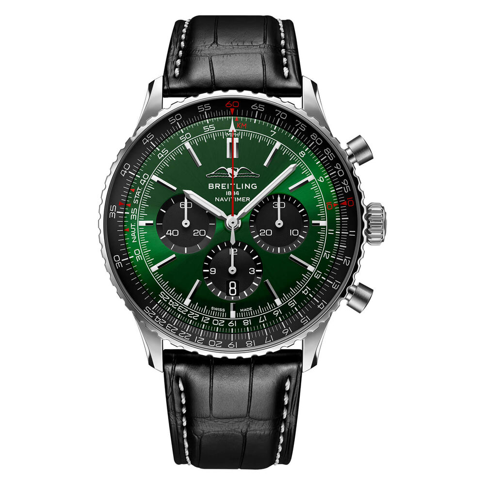 Breitling Navitimer B01 Chronograph 46 Green Dial Black Details Black Strap Watch image number 0