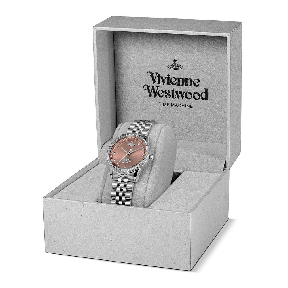 Vivienne Westwood Little Seymour 32mm Dusty Pink Dial Steel Bracelet Watch image number 6