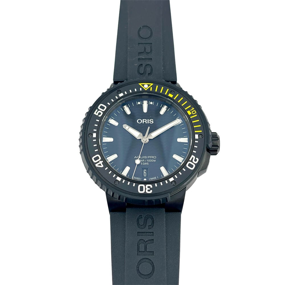 Pre-Owned Oris AquisPro Date Calibre 400 49.5mm Black Dial Rubber Strap Watch image number 0