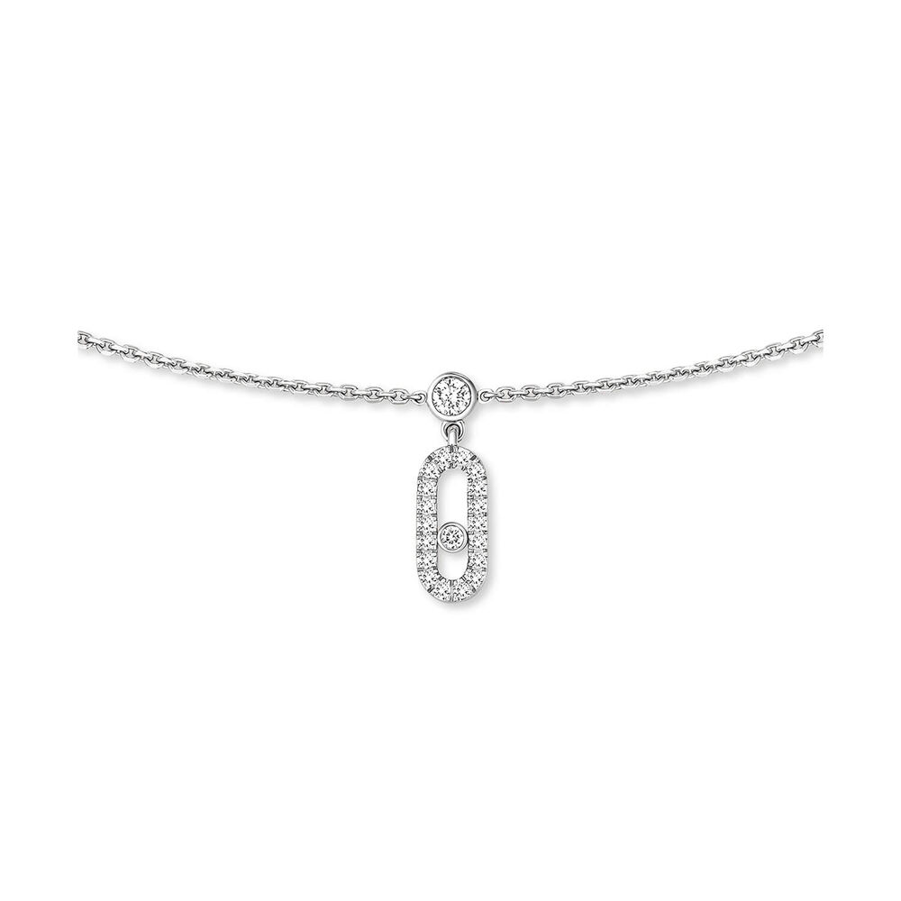 Messika Move Uno White Gold 0.61ct Diamond Pave Drop Pendant Choker Necklace