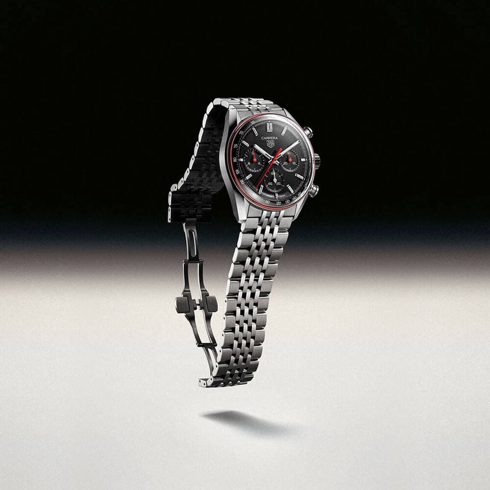 TAG Heuer Carerra Chronograph 41mm Black Dial Steel Bracelet Watch image number 5