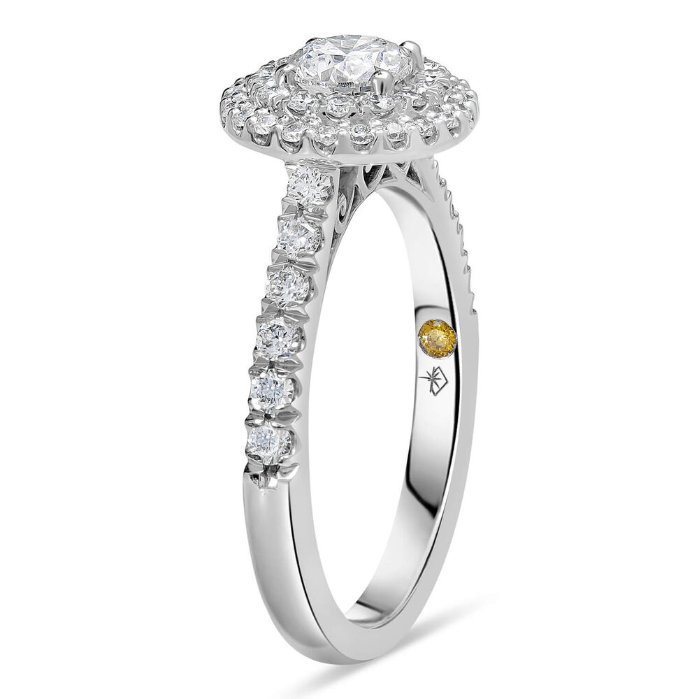 Northern Star 18ct White Gold 1.00ct Diamond Round Double Halo & Shoulders Ring image number 4