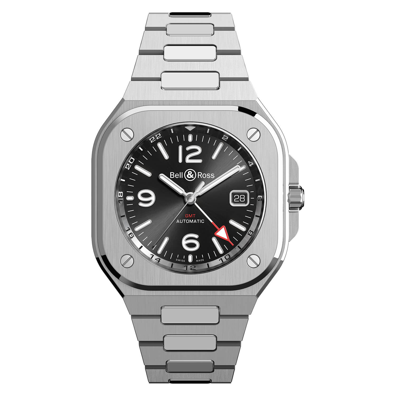 Bell Ross BR05 GMT 41MM Black Dial Steel Case Bracelet Watch
