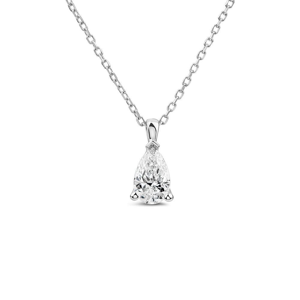 Born 9ct White Gold 0.50ct Lab Grown Pear Diamond Pendant image number 0