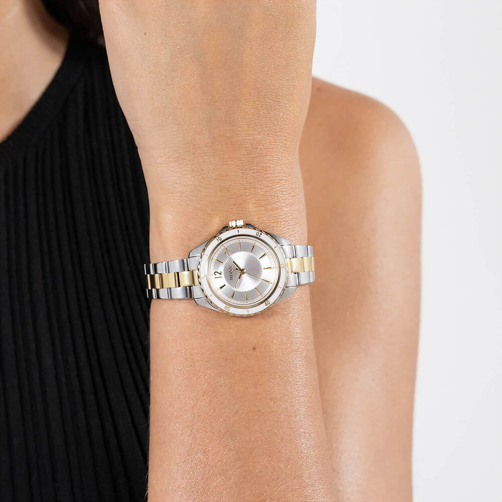 BOSS Sage Aqua 30mm Silver Dial Two Tone Stainless Steel Bracelet Watch image number 3