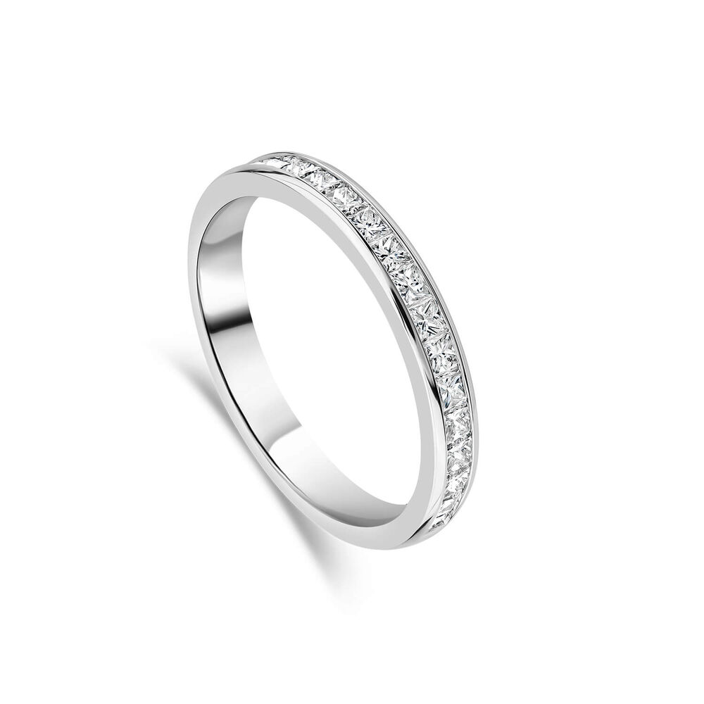 Platinum 2.5mm 0.45ct Princess Cut Diamond Channel Set Wedding Ring
