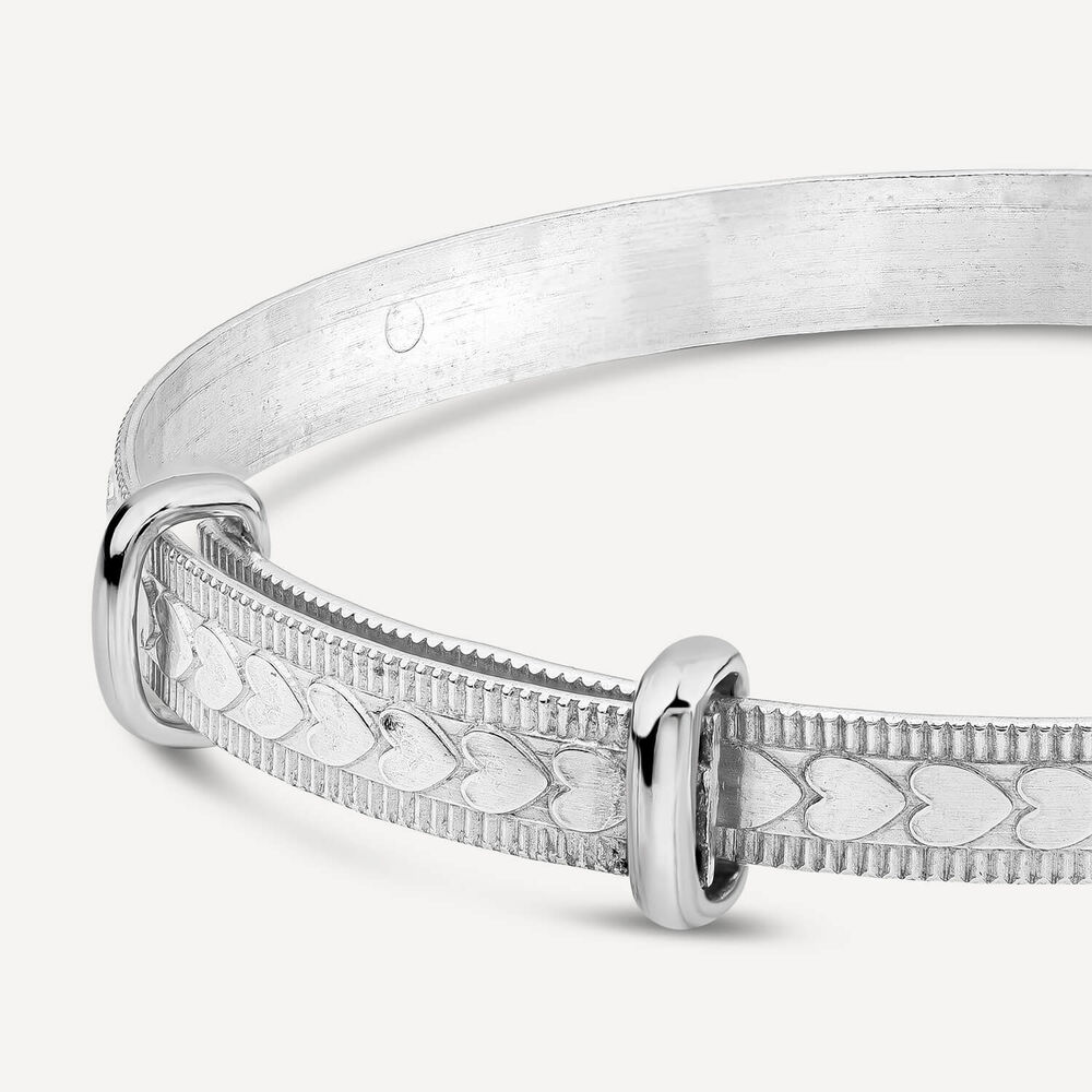Sterling Silver Heart Design Baby Bangle image number 2