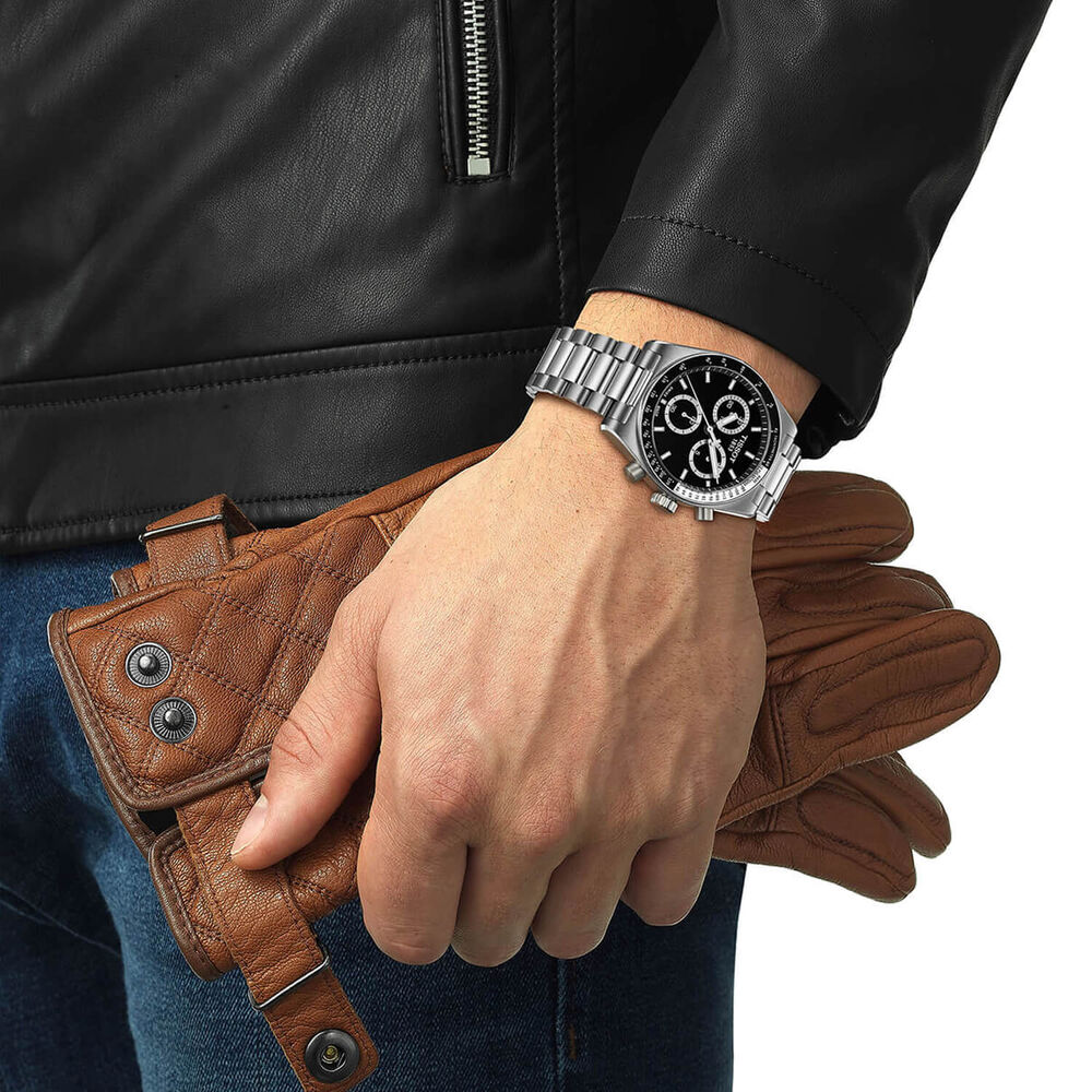 Tissot PR516 Chronograph 40mm Black Dial Steel Bracelet Watch image number 6