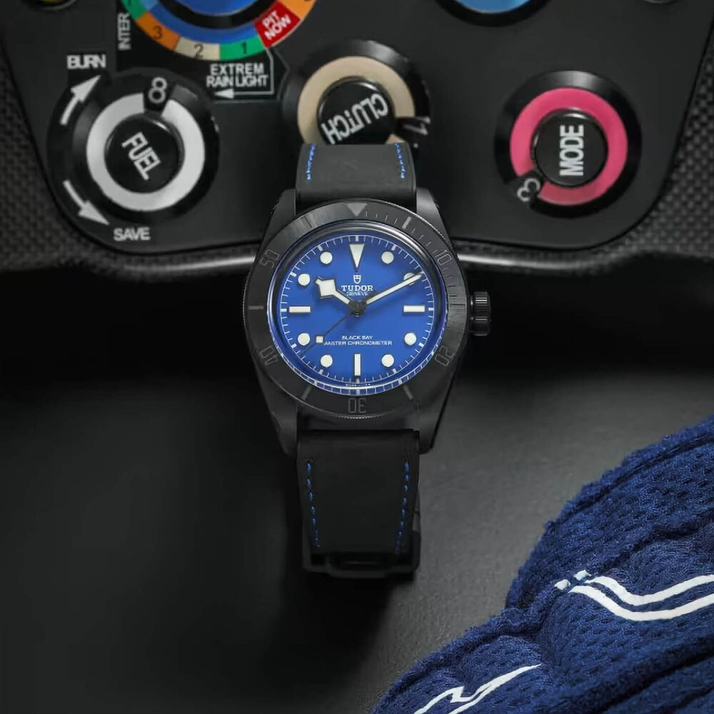 TUDOR Black Bay Ceramic 41mm Blue Dial Black Leather Strap Watch image number 8