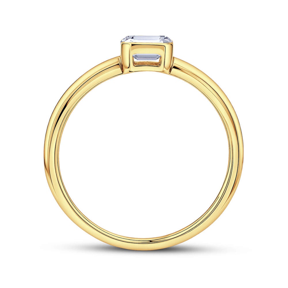 Born Contour 9ct Yellow Gold 0.25ct Emerald Lab Grown Diamond Bezel Set Ring