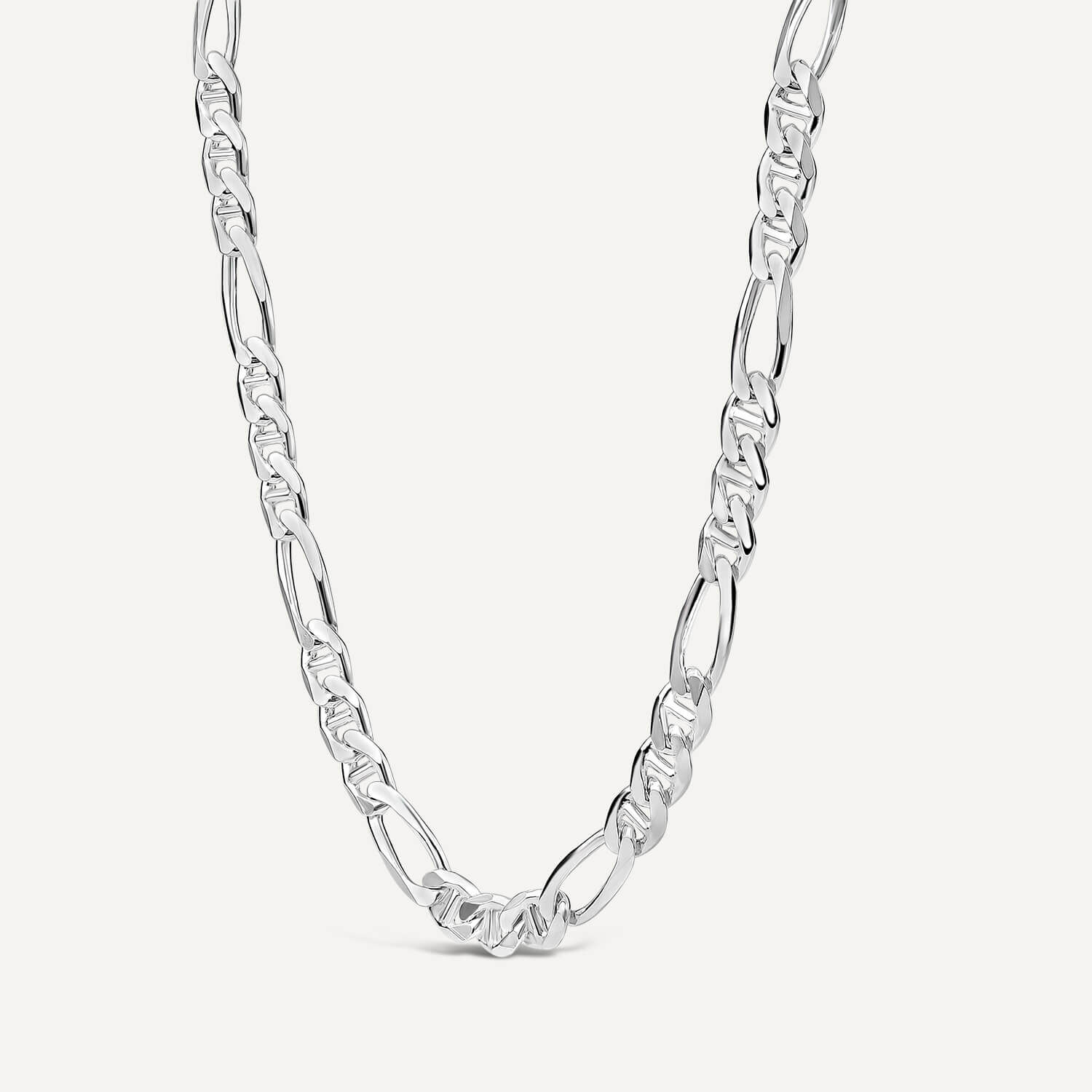 Sterling Silver Figaro 22 Mens Chain Necklace