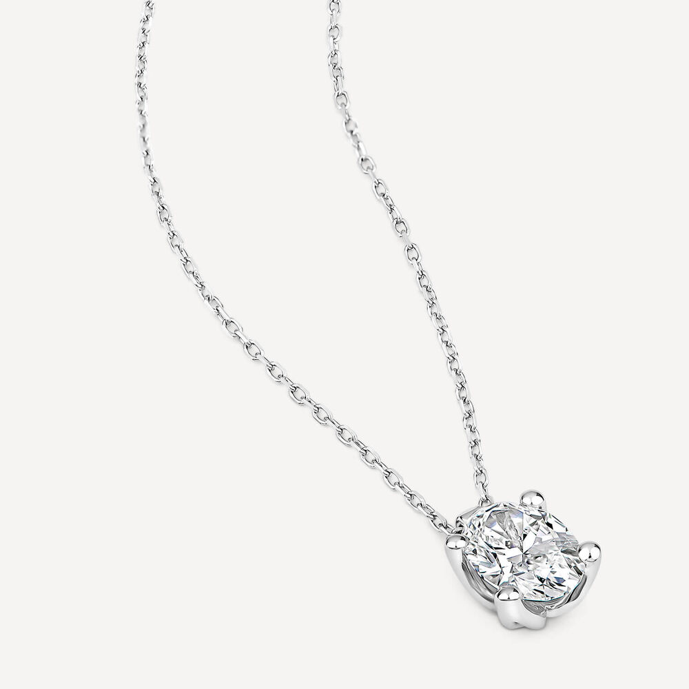 Born 9ct White Gold 1.00ct Lab Grown Oval Diamond Pendant image number 2