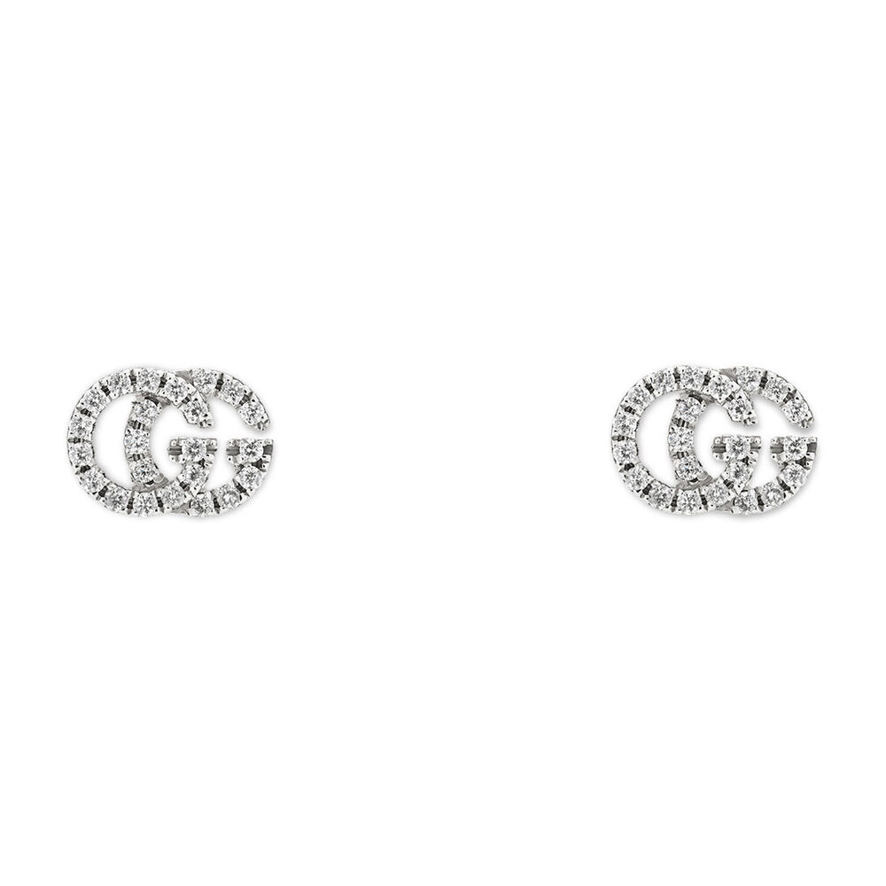 Gucci GG Running 18ct White Gold Diamond Stud Earrings