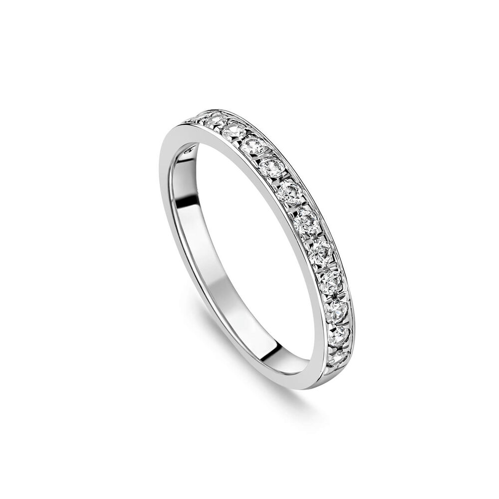Platinum 2.5mm 0.30ct Diamond Pave Set Wedding Ring
